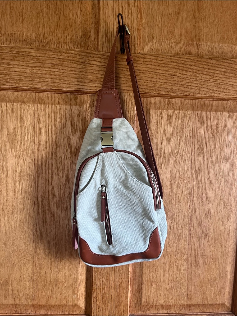 Antik Kraft Canvas Sling Bag with Brown Strap -